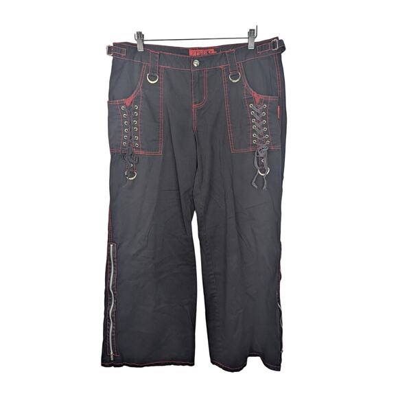 Tripp NYC Goth Black Lace Up Zipper Wide Leg Pant - Picture 1 of 11
